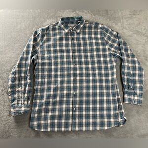 32 Bar Blues Shirt Plaid Flannel Long Sleeve Button Mens XL Blue Gray Multicolor